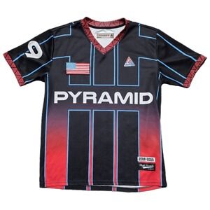 Black Pyramid Jersey Men's M Black Short Sleeve USA Flag Patch Hip Hop
